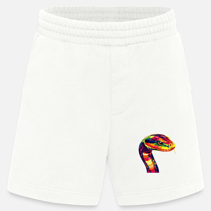 Schlange Python Kobra Mamba Klapperschlange Snake - Heavyweight Shorts - made by SPREAD  - OFF WHITE