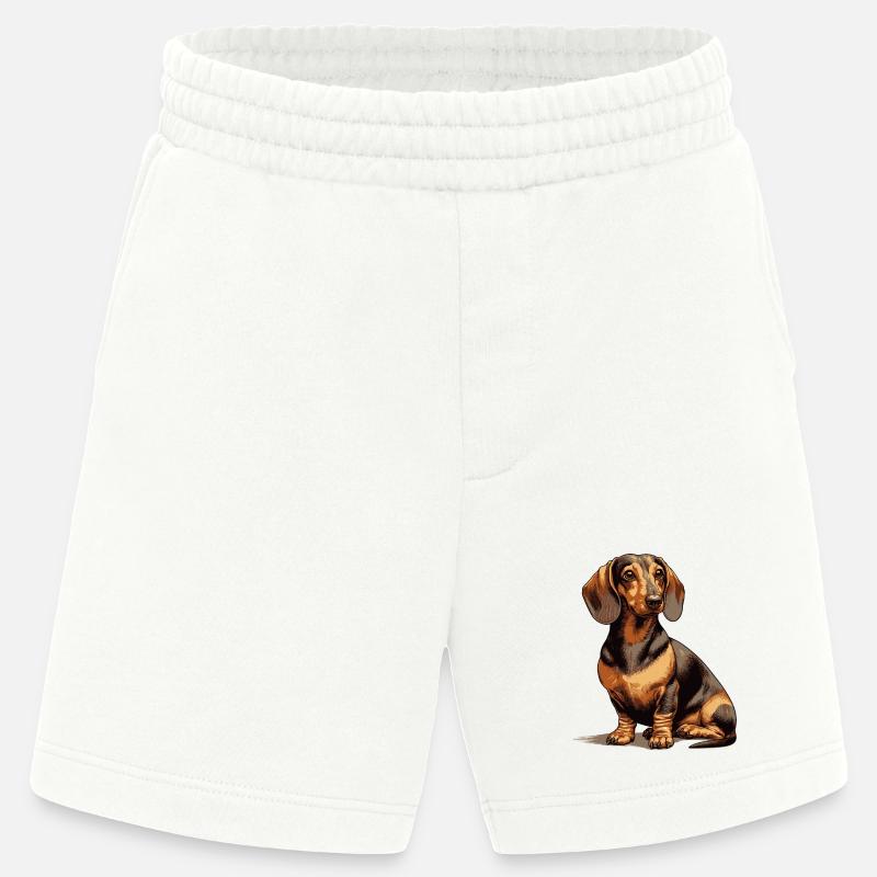 Teckel assis - Short bio épais fabriqué en UE - OFF WHITE