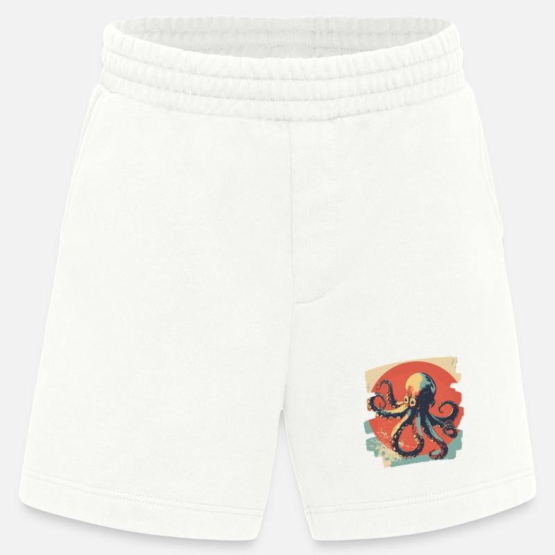 Kraken Oktopus Retro - Heavyweight Shorts - made by SPREAD - OFF WHITE