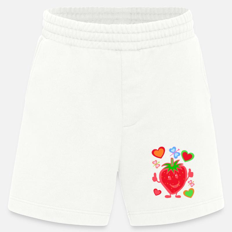 Erdbeere Erdbeer Kinder Kind Sommerzeit - Heavyweight Shorts - made by SPREAD - OFF WHITE