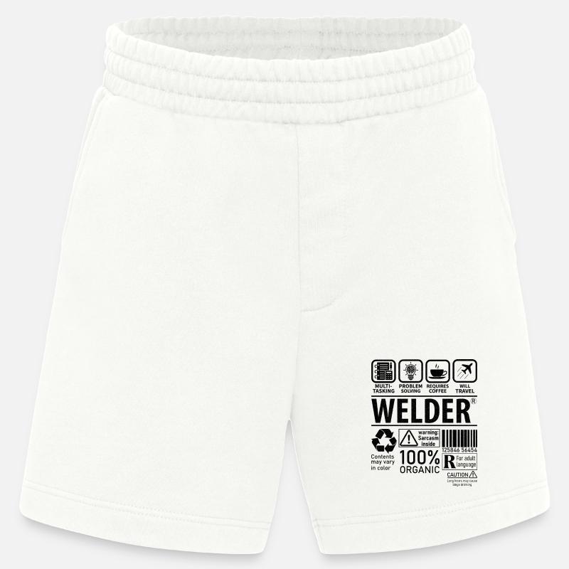 Welder multi tasking problem solving requires - Heavyweight Shorts - made by SPREAD  - OFF WHITE