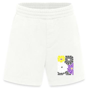 Nonbinary Pride Retro Blumen mit Enby Flag Farben - Heavyweight Shorts - made by SPREAD  - OFF WHITE - Vorne