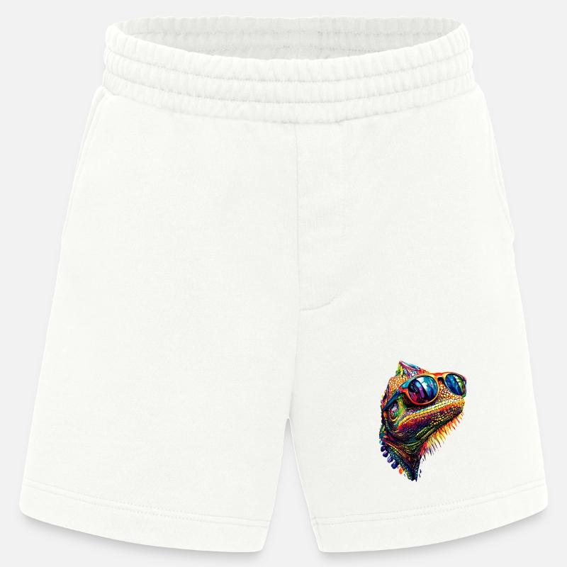 Chameleon Lizard Reptile Chameleon Iguana Lizard - Heavyweight Shorts - made by SPREAD - OFF WHITE