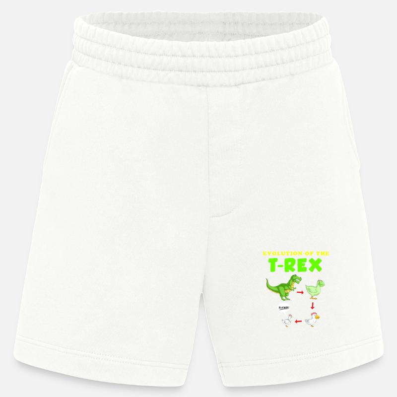 Évolution de l’illustration du dinosaure T-Rex - Short bio épais fabriqué en UE - OFF WHITE
