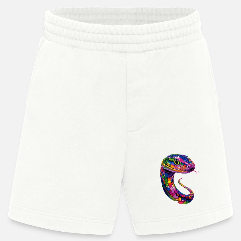 Schlange Python Kobra Klapperschlange Schlangen - Heavyweight Shorts - made by SPREAD  - OFF WHITE