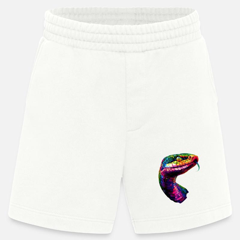 Schlange Python Kobra Klapperschlange Schlangen - Heavyweight Shorts - made by SPREAD  - OFF WHITE