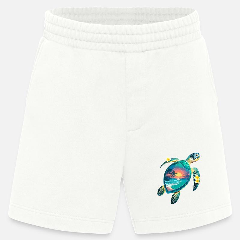 Turtle Waves Surf Turtle Surfer Turtles - Heavyweight Shorts - made by SPREAD  - OFF WHITE