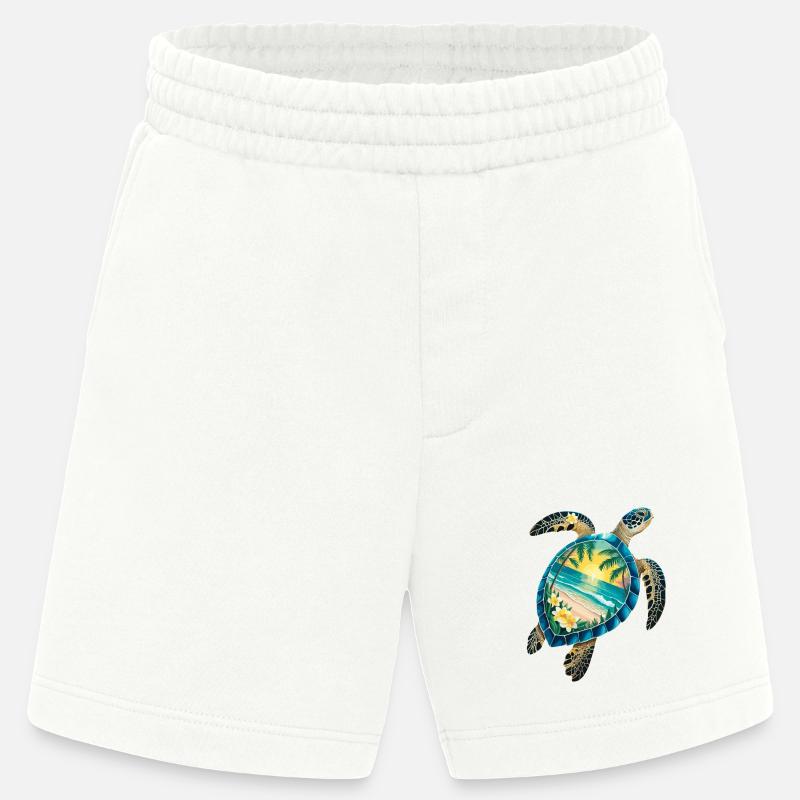 Turtle Waves Surf Turtle Surfer Turtles - Heavyweight Shorts - made by SPREAD - OFF WHITE