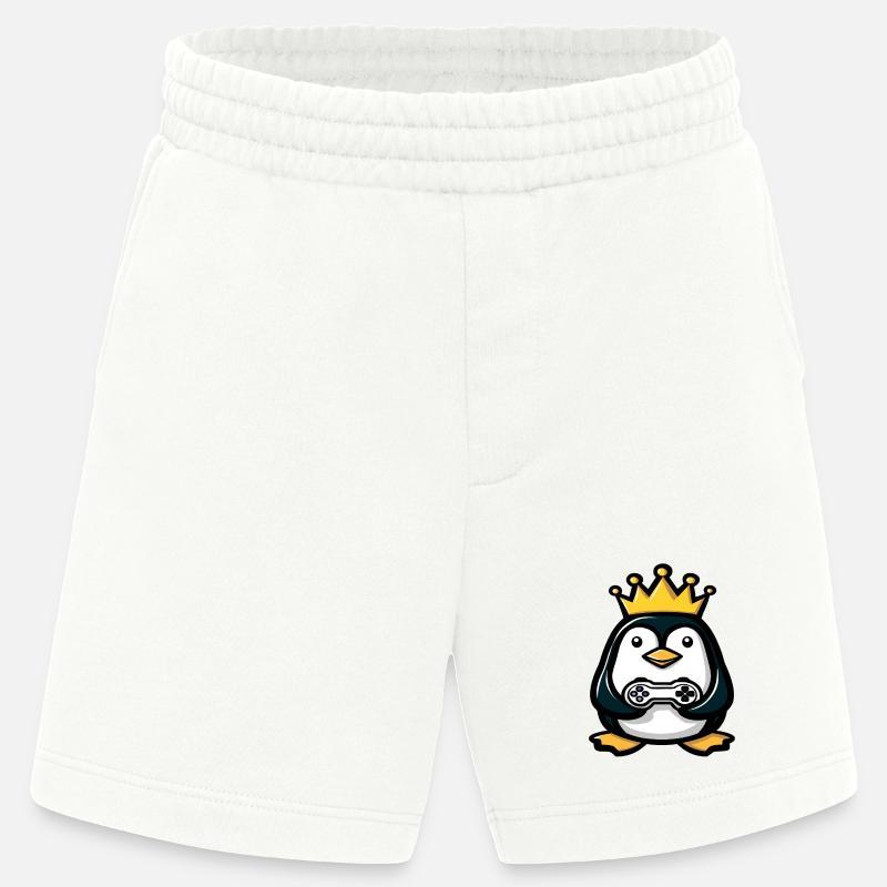 Pinguin mit gaming controller und Krone - Heavyweight Shorts - made by SPREAD  - OFF WHITE