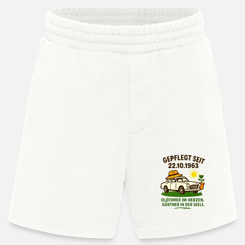Oldtimer Herzgarten Spruch - Heavyweight Shorts - made by SPREAD - OFF WHITE