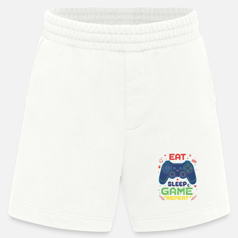 Eat Sleep Game Repeat Neon Controller - Heavyweight Shorts - made by SPREAD  - OFF WHITE