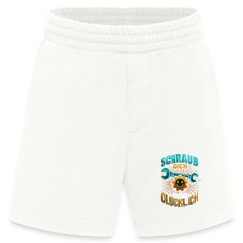 Schraub dich glücklich Schrauber Shirt Motorrad  - Heavyweight Shorts - made by SPREAD  - OFF WHITE - Vorne