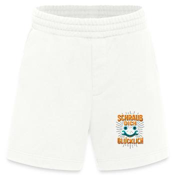 Schraub dich glücklich Schrauber Shirt Motorrad  - Heavyweight Shorts - made by SPREAD  - OFF WHITE - Vorne