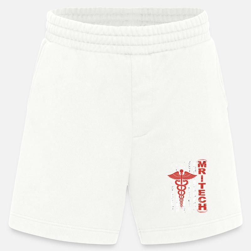 Drapeau Caducée rouge de MedTech - Short bio épais fabriqué en UE - OFF WHITE