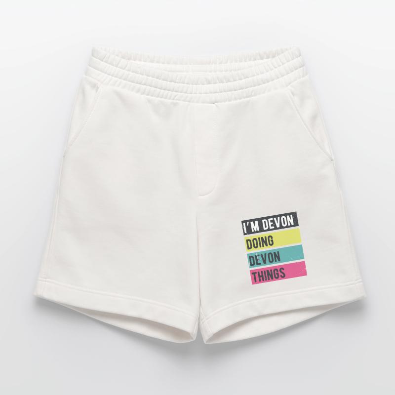 I’m Devon Doing Devon Things Retro Colors Heavyweight Shorts - made by SPREAD 