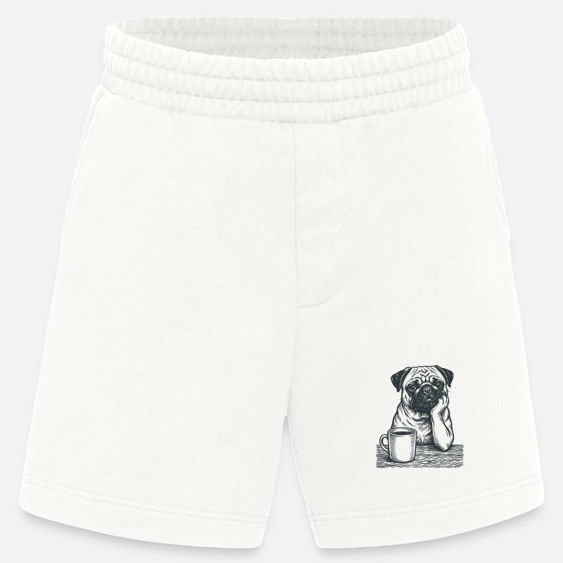 Echter Mops Kaffee Morgenmuffel Look - Heavyweight Shorts - made by SPREAD  - OFF WHITE