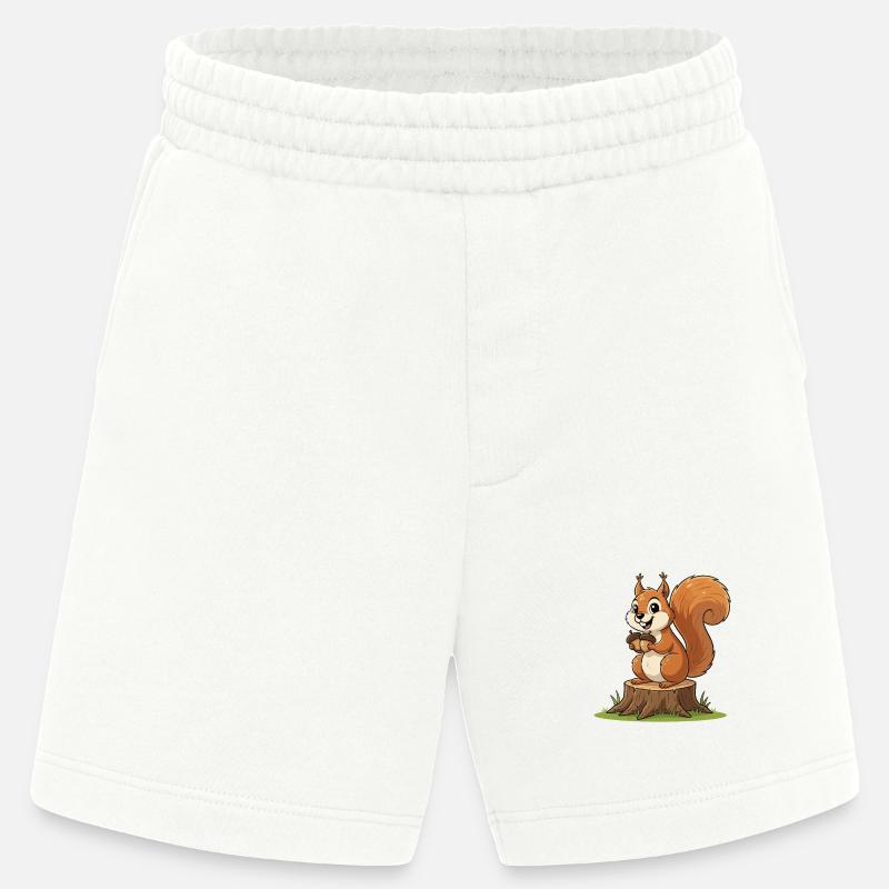 Eichhörnchen am Baumstumpf mit Eichel - Heavyweight Shorts - made by SPREAD  - OFF WHITE
