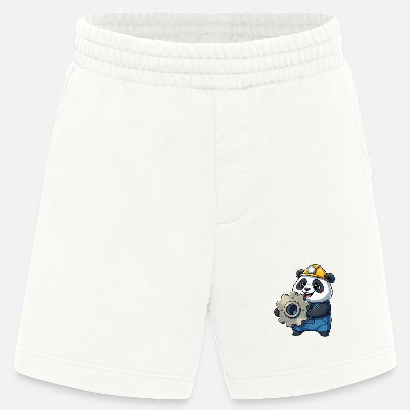 Panda Construction Worker with Gear - Heavyweight Shorts - made by SPREAD  - OFF WHITE