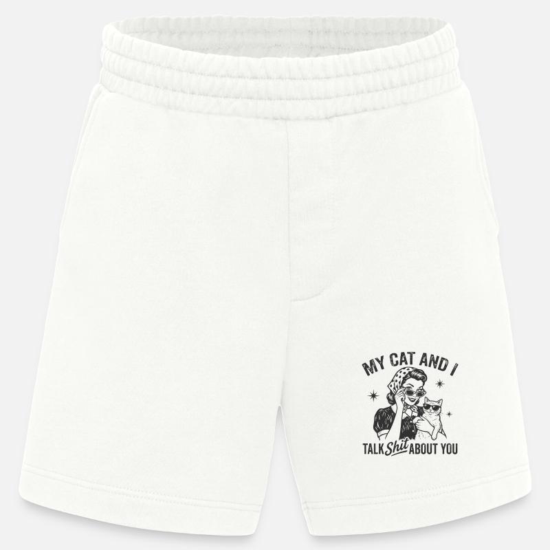 Katzengespräch im Retrostil Lästern Geschenk - Heavyweight Shorts - made by SPREAD  - OFF WHITE