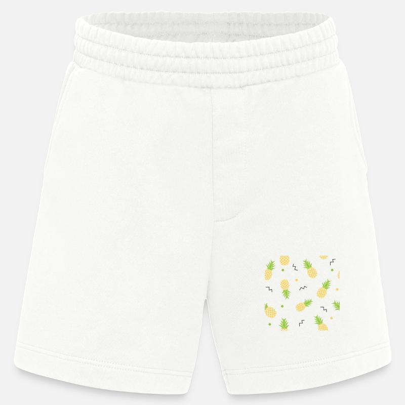 pineapple yellow pattern - Heavyweight Shorts - made by SPREAD - OFF WHITE