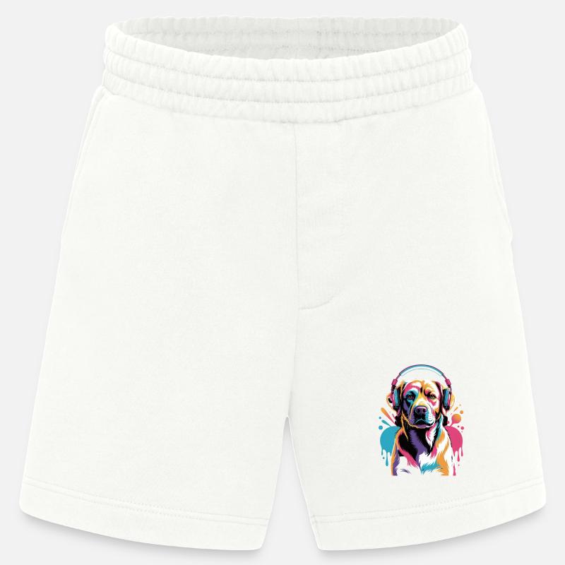Labrador mit Kopfhörer - Heavyweight Shorts - made by SPREAD - OFF WHITE