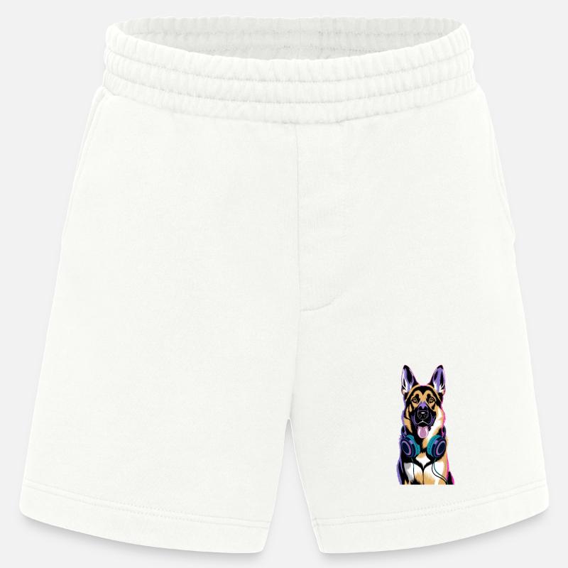 Deutscher Schäferhund mit Kopfhörer - Heavyweight Shorts - made by SPREAD - OFF WHITE