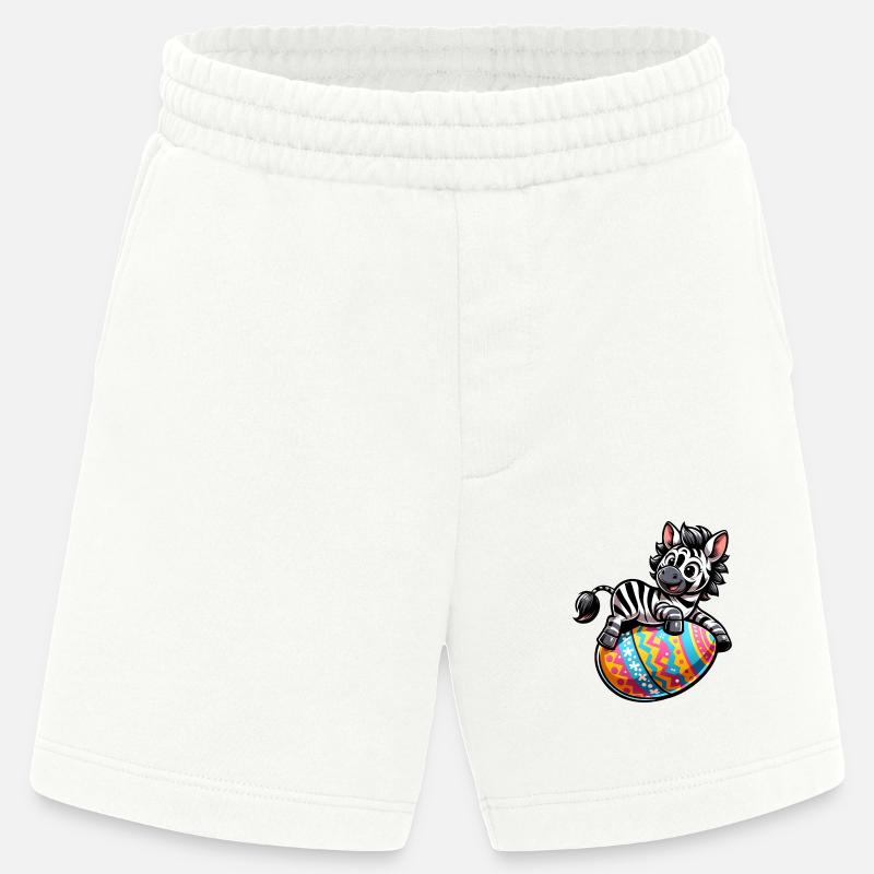 Easter Zebra Easter Egg Comic - Heavyweight Shorts - made by SPREAD - OFF WHITE