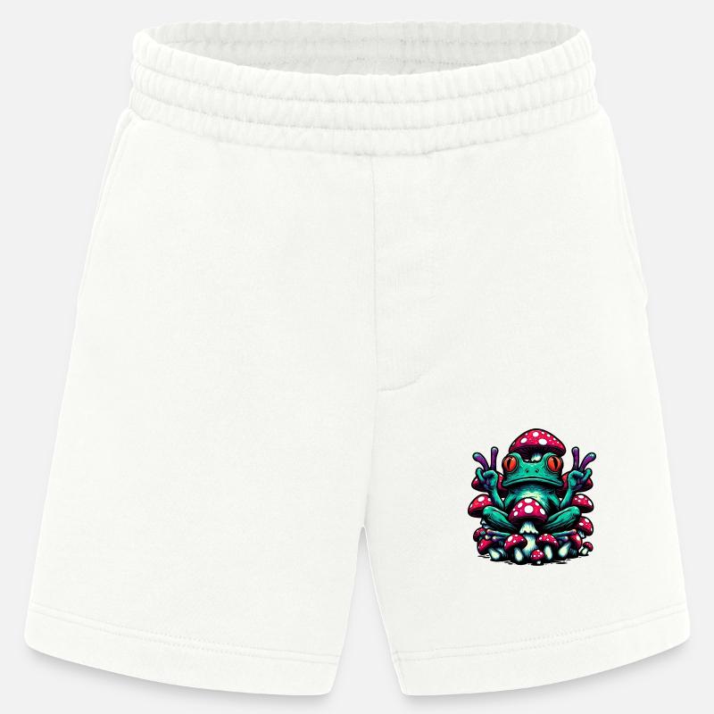 Frog with toadstool - Heavyweight Shorts - made by SPREAD  - OFF WHITE