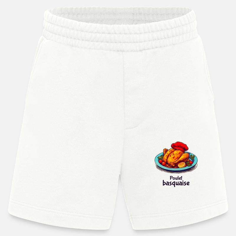 Poulet Basquaise - Dunkler Text - Heavyweight Shorts - made by SPREAD  - OFF WHITE