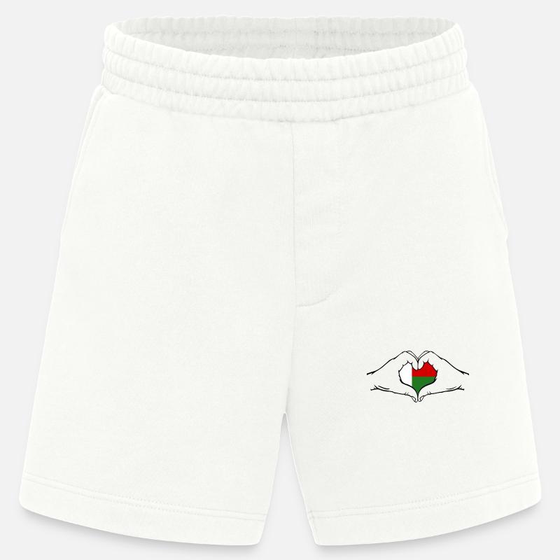 Madagaskar Flagge Herzform - Heavyweight Shorts - made by SPREAD - OFF WHITE