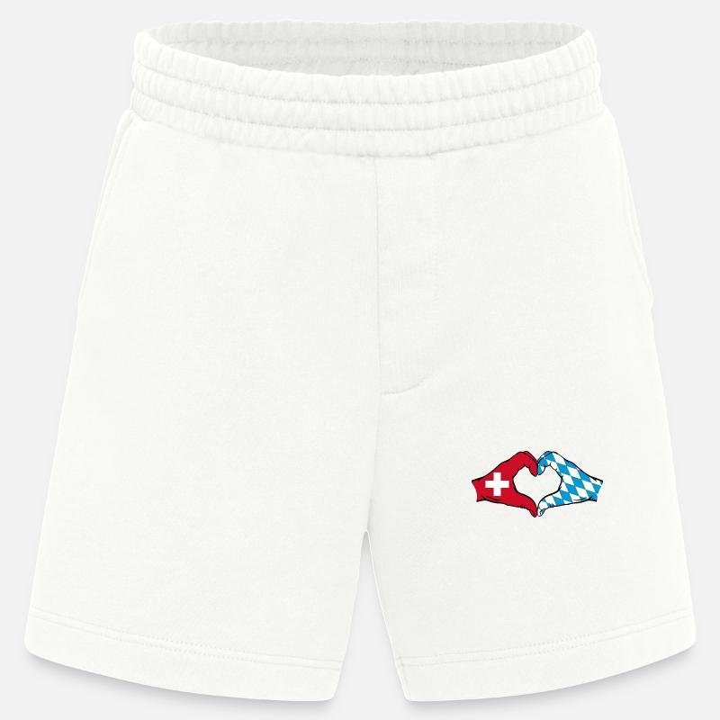 Suisse Bavière Drapeau Mains Coeur - Short bio épais fabriqué en UE - OFF WHITE
