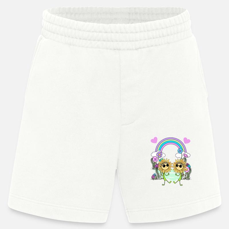 Regenbogen Hippie Sonnenblumen Kinder - Heavyweight Shorts - made by SPREAD  - OFF WHITE