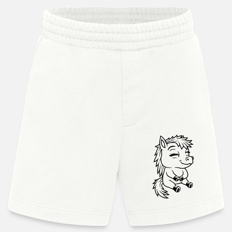 Comic kleines sitzendes Pony - Heavyweight Shorts - made by SPREAD  - OFF WHITE
