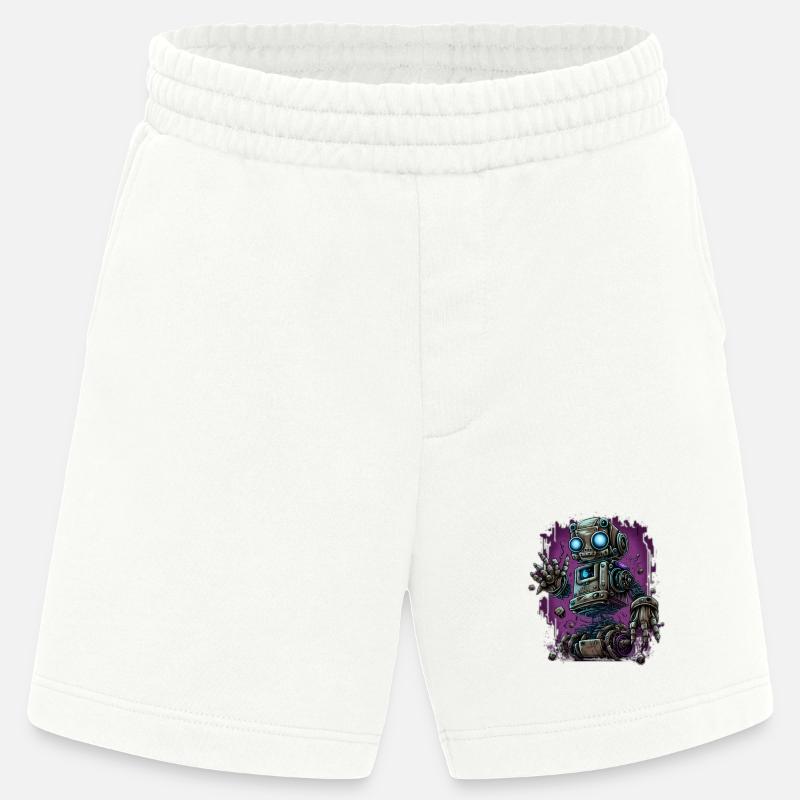 Neon-Dampfroboter im Schrottplatz-Schein - Heavyweight Shorts - made by SPREAD  - OFF WHITE