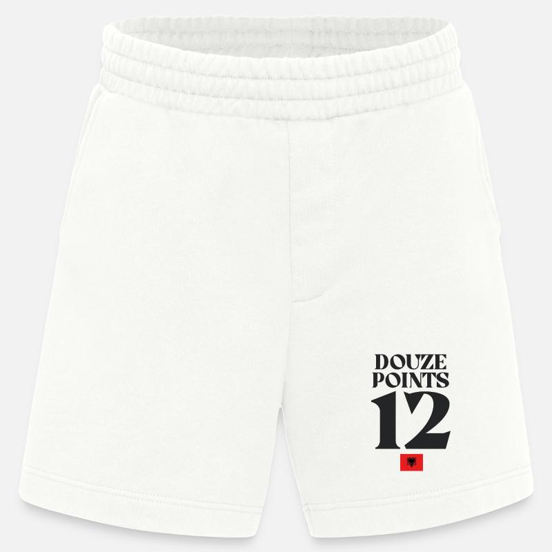 Doze Points 12 Drapeau albanais Eurovision - Short bio épais fabriqué en UE - OFF WHITE