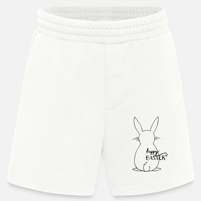Lapin mignon en vue arrière - Joyeuses Pâques - Short bio épais fabriqué en UE - OFF WHITE