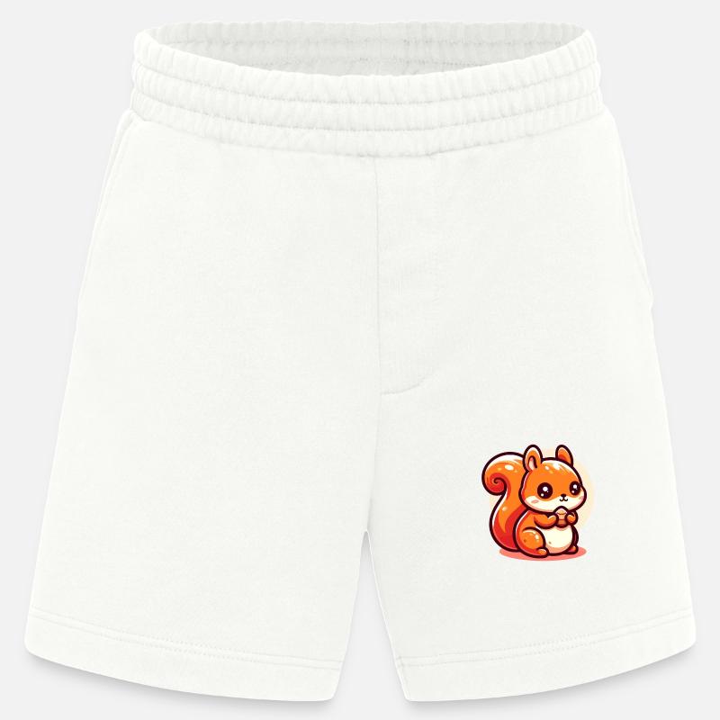 Cute Squirrel Eats a Seed - Heavyweight Shorts - made by SPREAD  - OFF WHITE