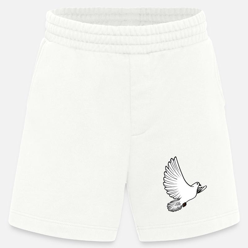 Weiße Taubenbrieftaube Ziertaube oder Friedenstaube - Heavyweight Shorts - made by SPREAD  - OFF WHITE