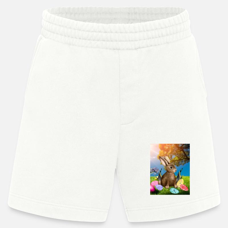 Spring Easter bunny with Easter eggs - Heavyweight Shorts - made by SPREAD  - OFF WHITE