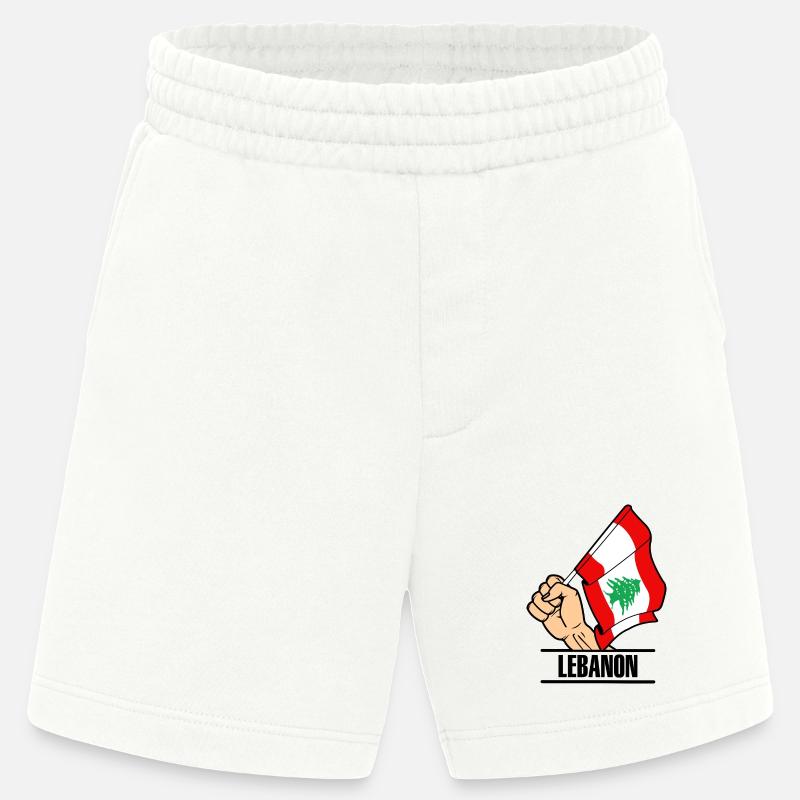 Flagge Libanon faust text LIBANON - Heavyweight Shorts - made by SPREAD  - OFF WHITE