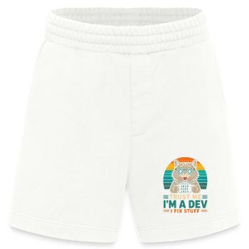 Trust Me I’m a Dev – Programmierer Katze - Heavyweight Shorts - made by SPREAD  - OFF WHITE - Vorne