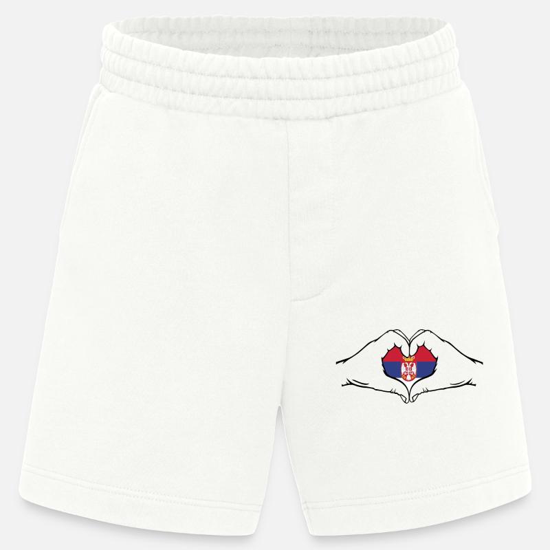 Serbien Flagge Herzform - Heavyweight Shorts - made by SPREAD  - OFF WHITE