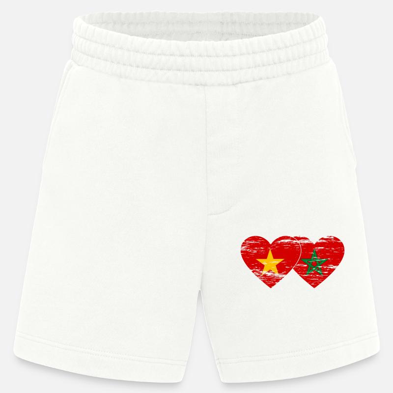 Vietnam Maroc drapeau coeur utilisé - Short bio épais fabriqué en UE - OFF WHITE