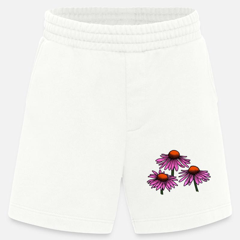 Échinacée - Fleur - Short bio épais fabriqué en UE - OFF WHITE