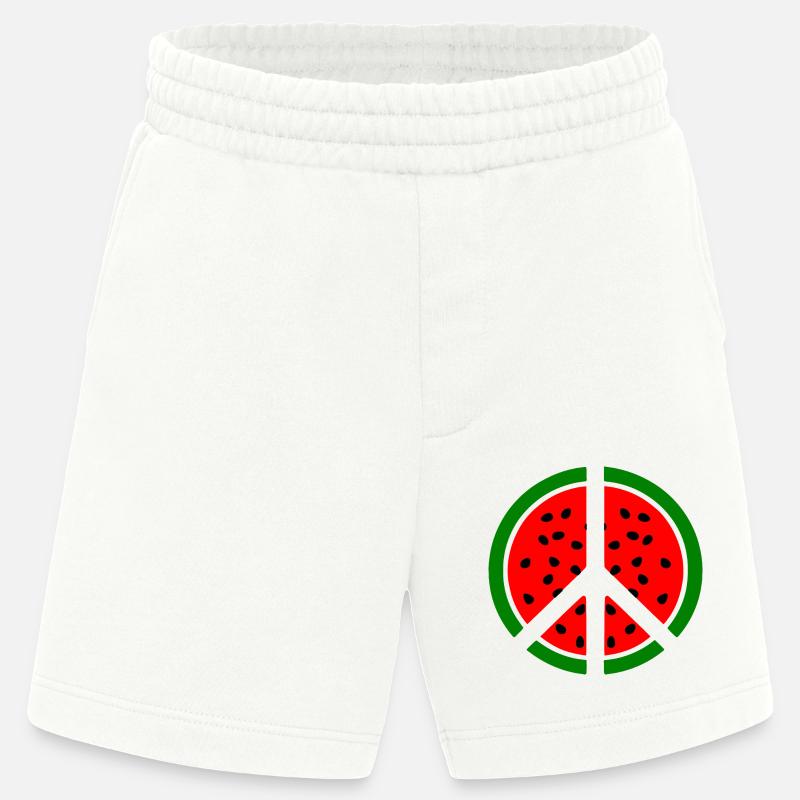 Symbole de paix pastèque - Short bio épais fabriqué en UE - OFF WHITE