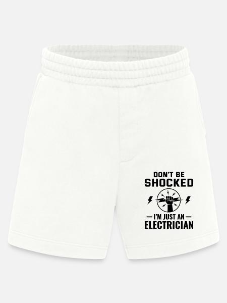 Sähköasentaja Huumori Sähköteknikko Insinööri - Heavyweight Organic shortsit Made in EU - OFF WHITE
