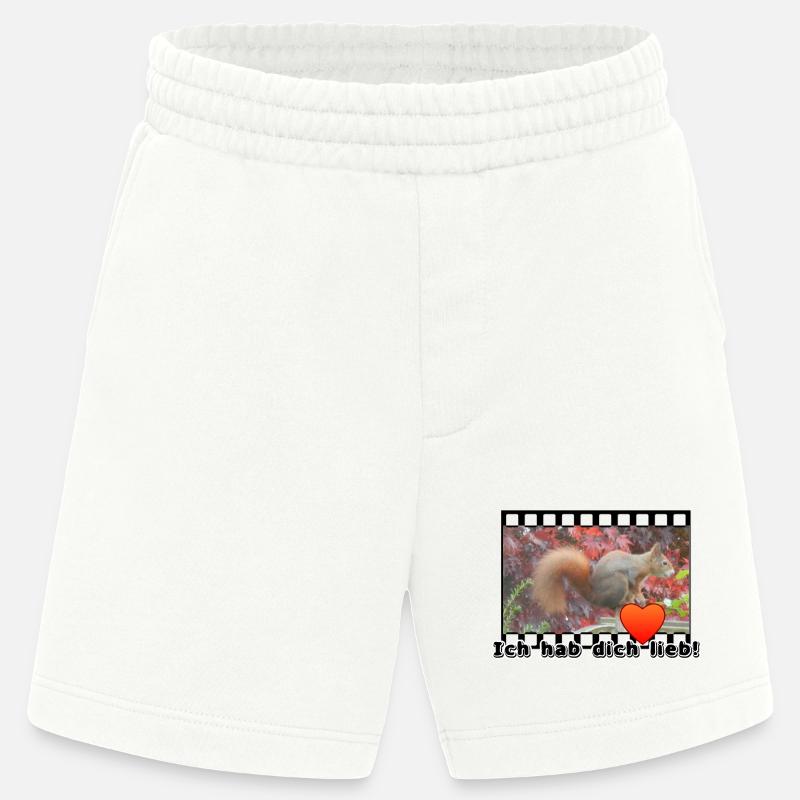 Liebe Paar Eichhoernchen Tier Spruch - Heavyweight Shorts - made by SPREAD  - OFF WHITE
