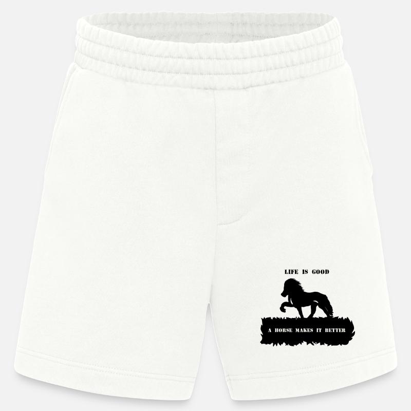 Spruch 2 mit Pferd 1 schwarz - Heavyweight Shorts - made by SPREAD  - OFF WHITE