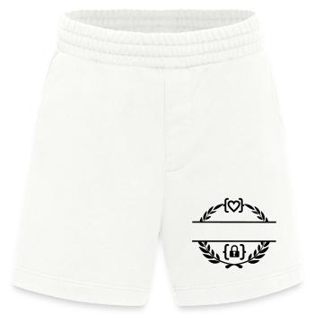 Code mit Herz und Code mit Schloss in Lorbeerkranz m - Heavyweight Shorts - made by SPREAD  - OFF WHITE - Vorne