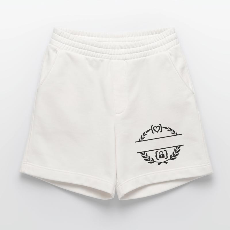Code mit Herz und Code mit Schloss in Lorbeerkranz m Heavyweight Shorts - made by SPREAD 